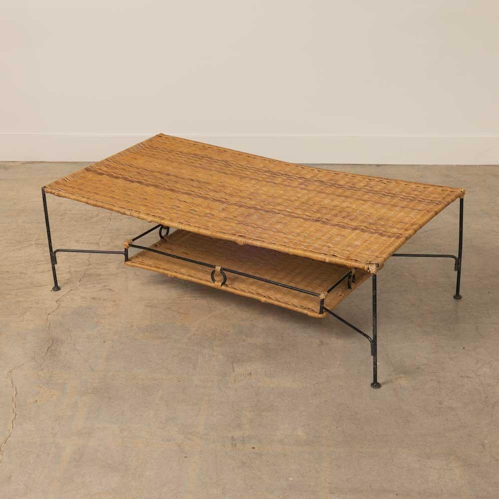 French Wicker and Iron Coffee Table For Sale 1