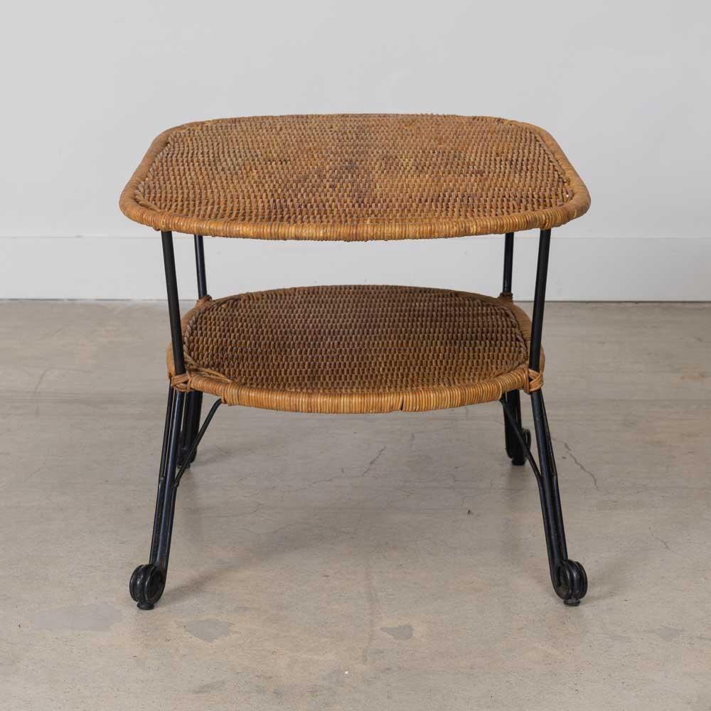 French Wicker and Iron Coffee Table For Sale 1