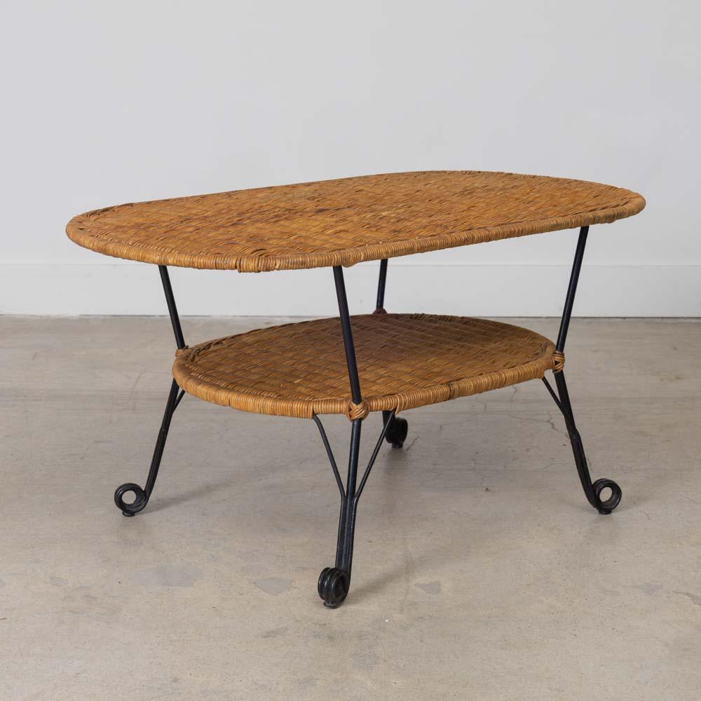 French Wicker and Iron Coffee Table For Sale 2