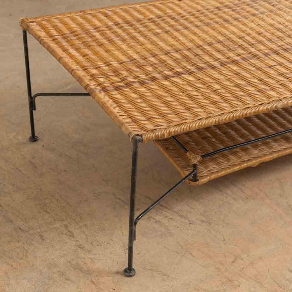 French Wicker and Iron Coffee Table For Sale 5