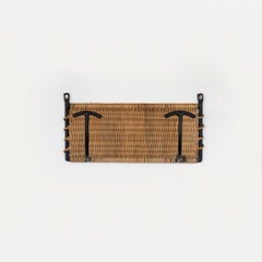 French Wicker and Iron Double Wall Hook
