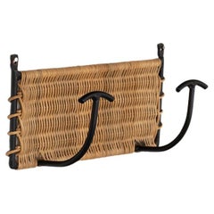 French Wicker and Iron Double Wall Hook