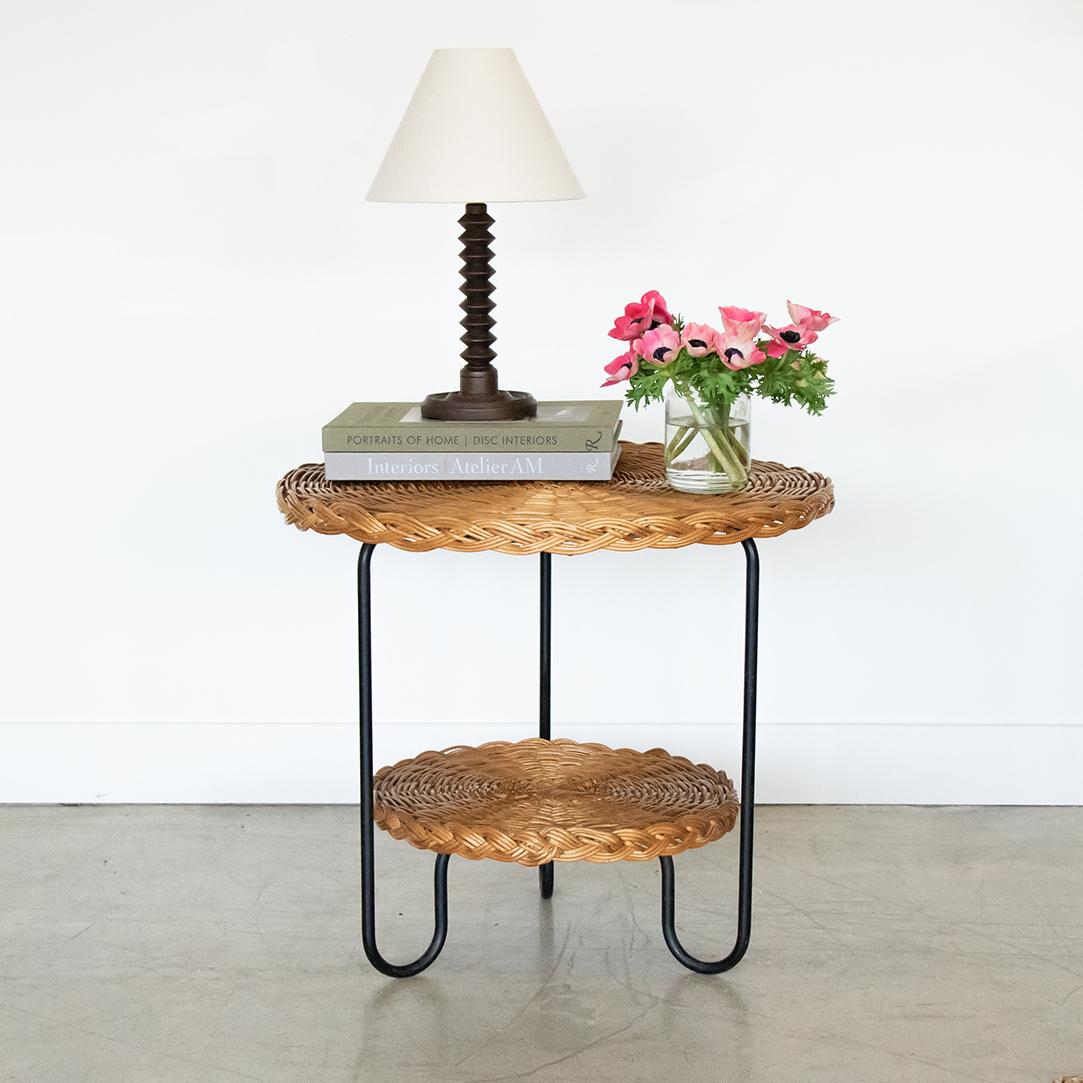 French Wicker and Iron Gueridon Table In Good Condition In Los Angeles, CA