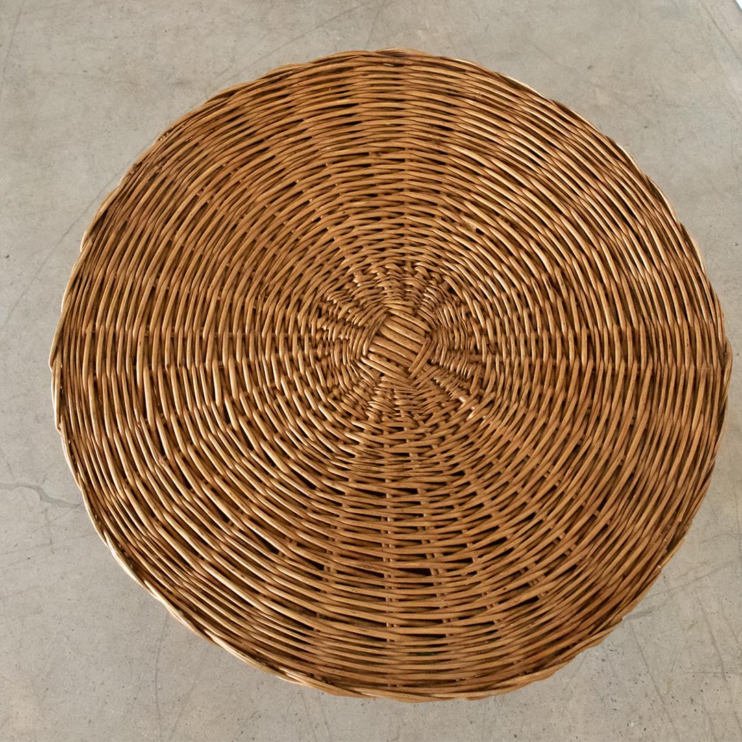 French Wicker and Iron Gueridon Table 1