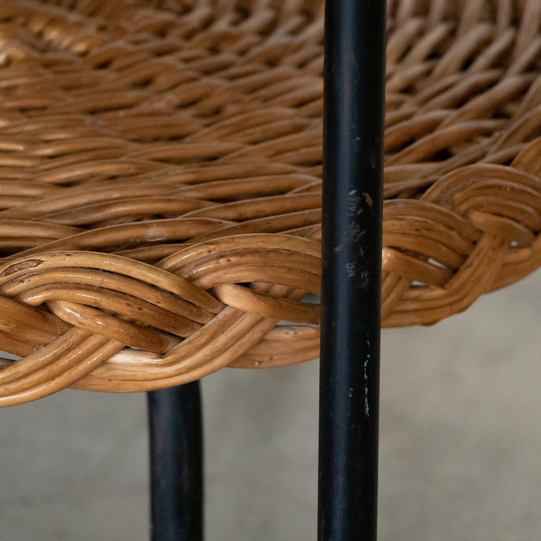 French Wicker and Iron Gueridon Table 2