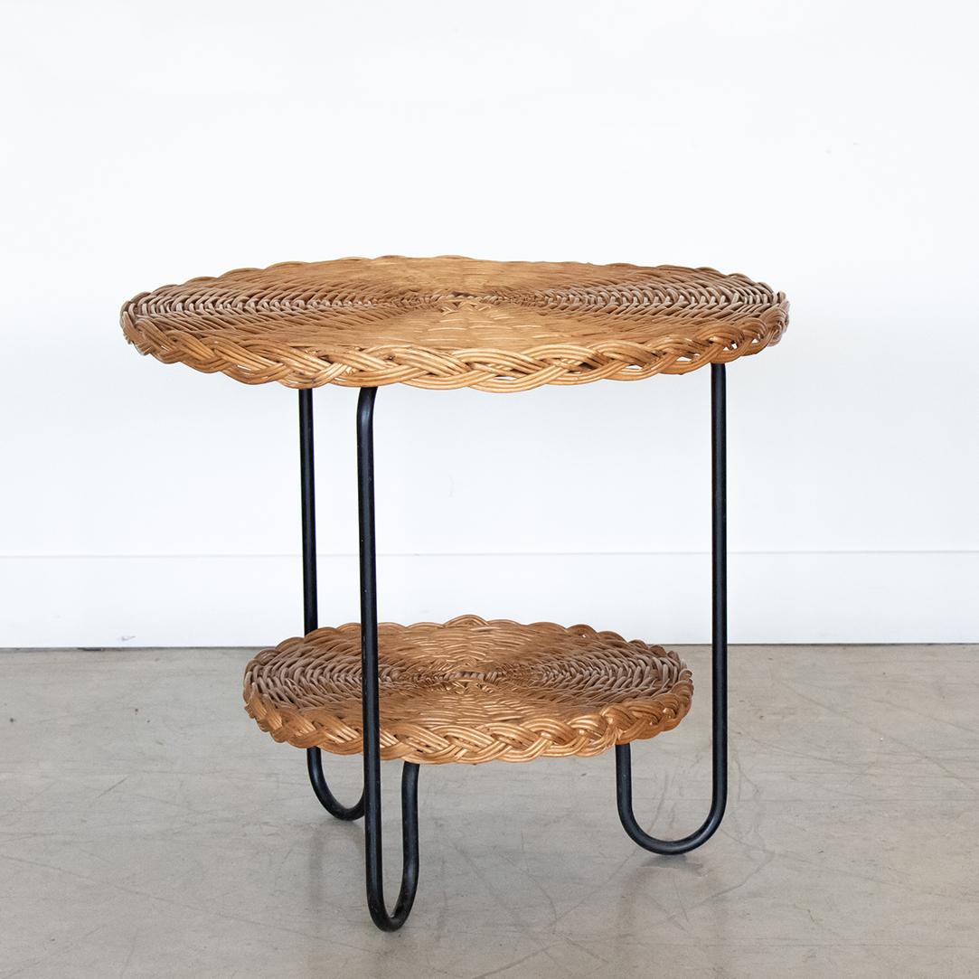 French Wicker and Iron Gueridon Table 3