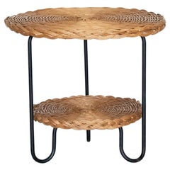 French Wicker and Iron Gueridon Table