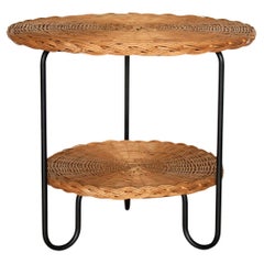 French Wicker and Iron Gueridon Table