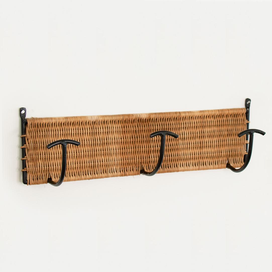 French Wicker and Iron Wall Hook 1
