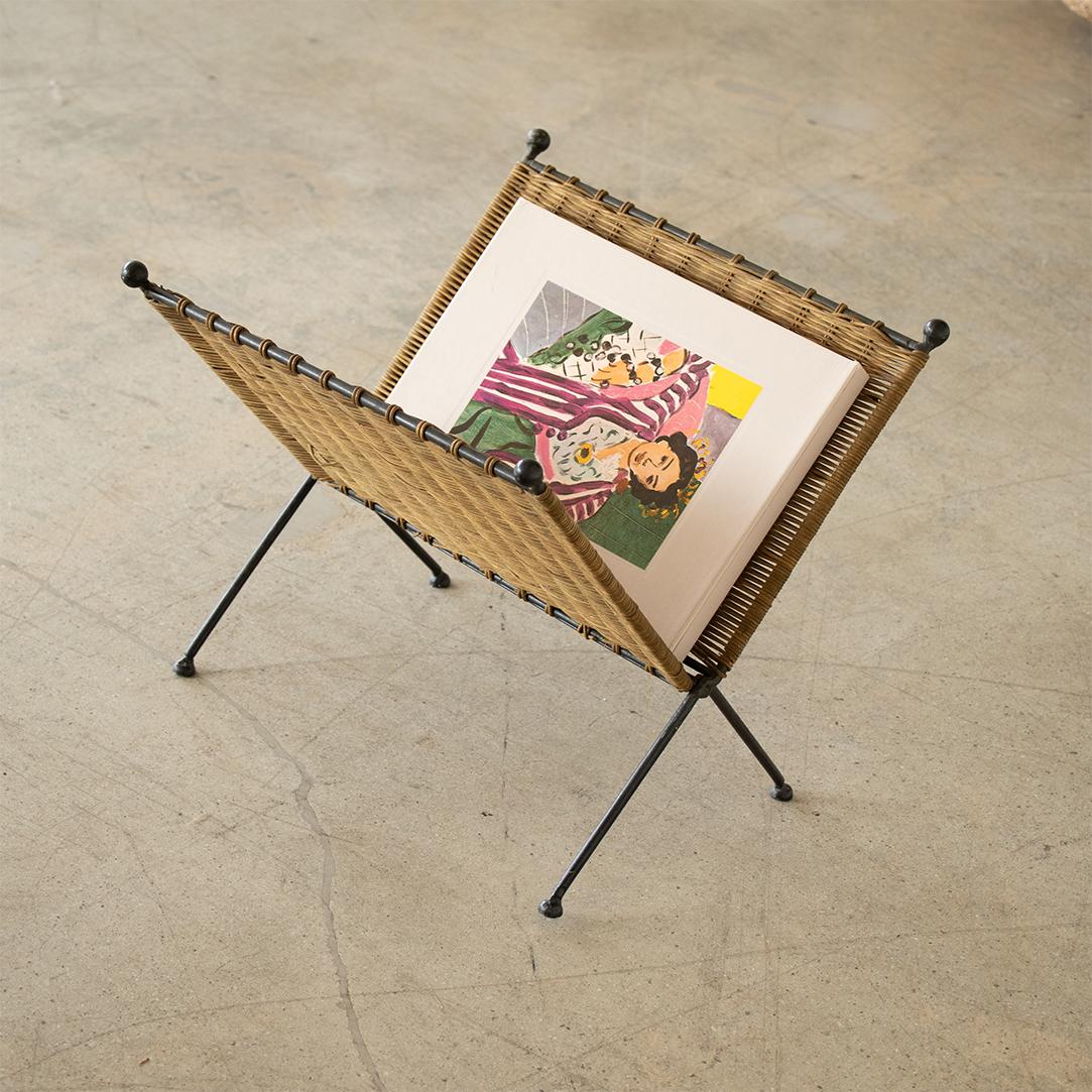 French Wicker and Iron Magazine Rack 6