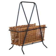 French Wicker and Iron Magazine Rack