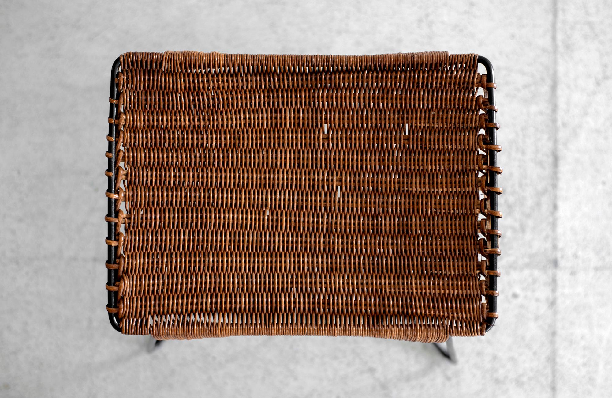 French Wicker and Iron Stools 2