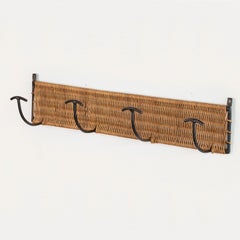 French Wicker and Iron Wall Hook