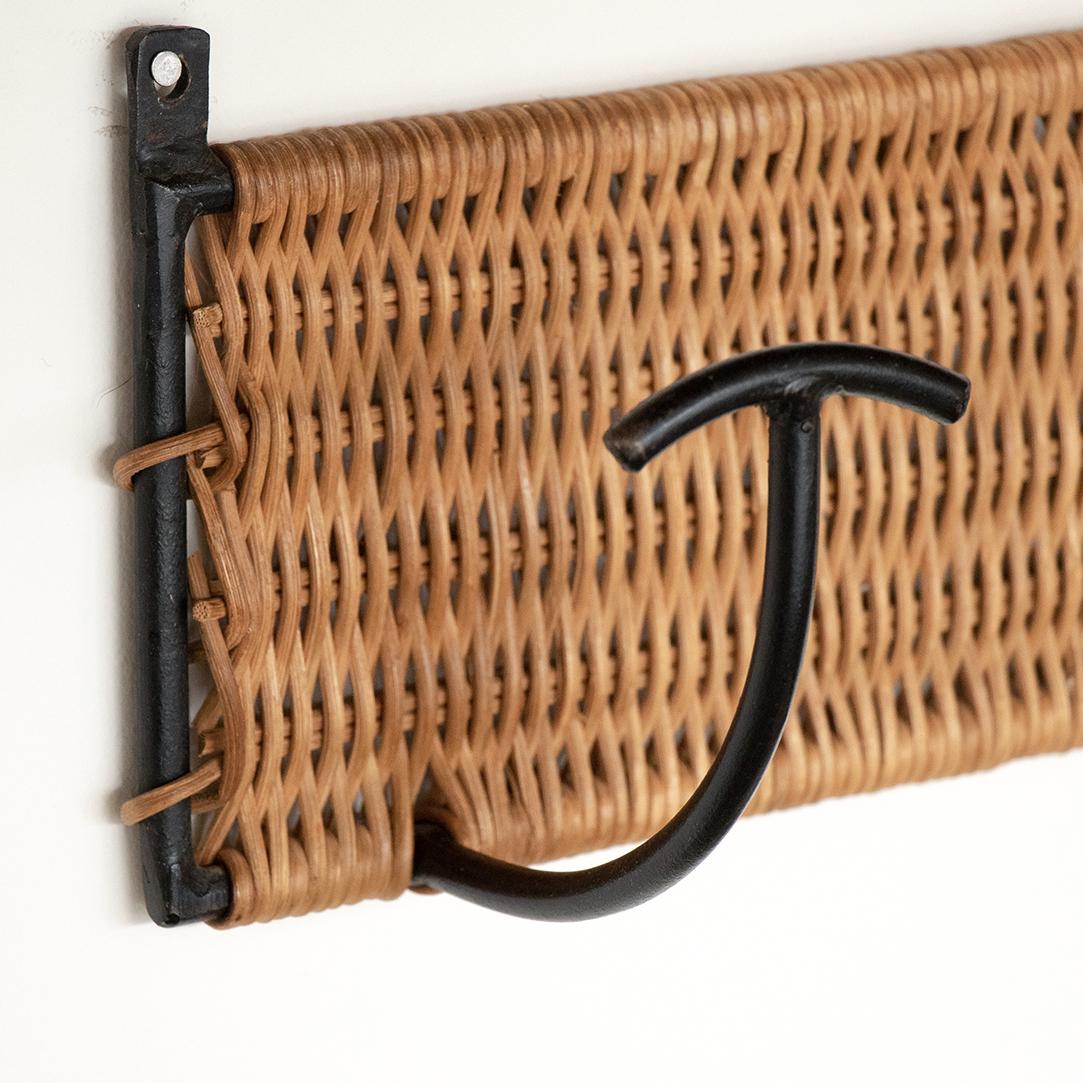 20th Century French Wicker and Iron Wall Hook