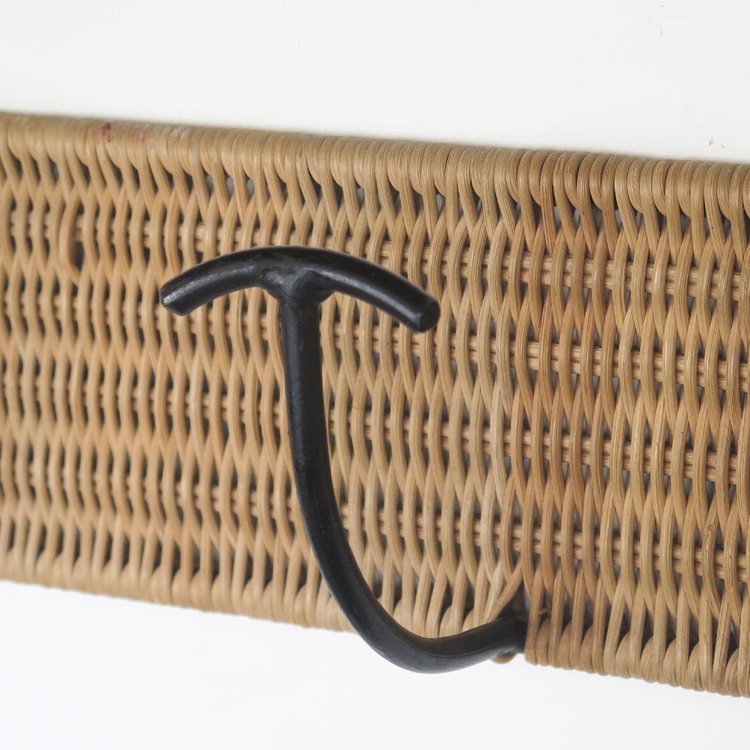 20th Century French Wicker and Iron Wall Hook