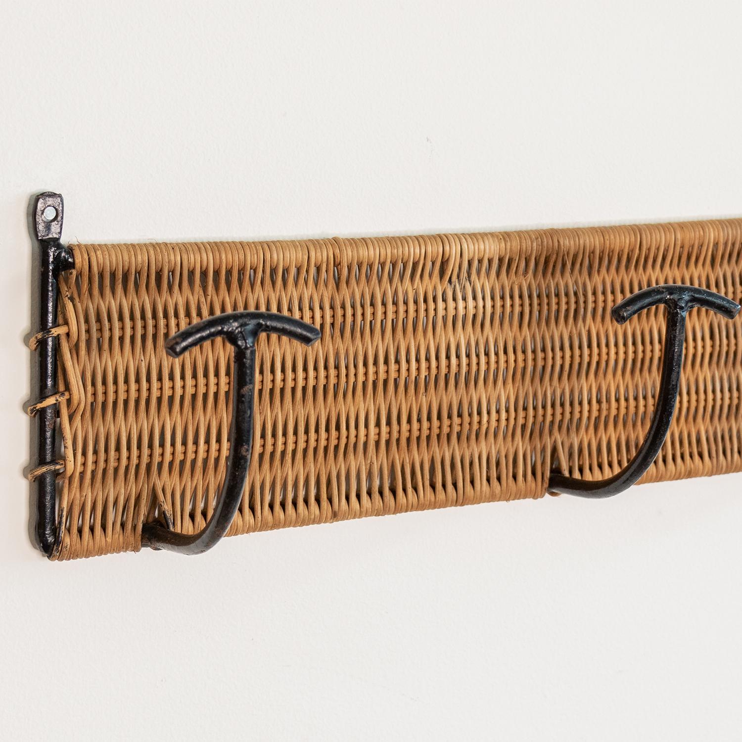 French Wicker and Iron Wall Hook 1