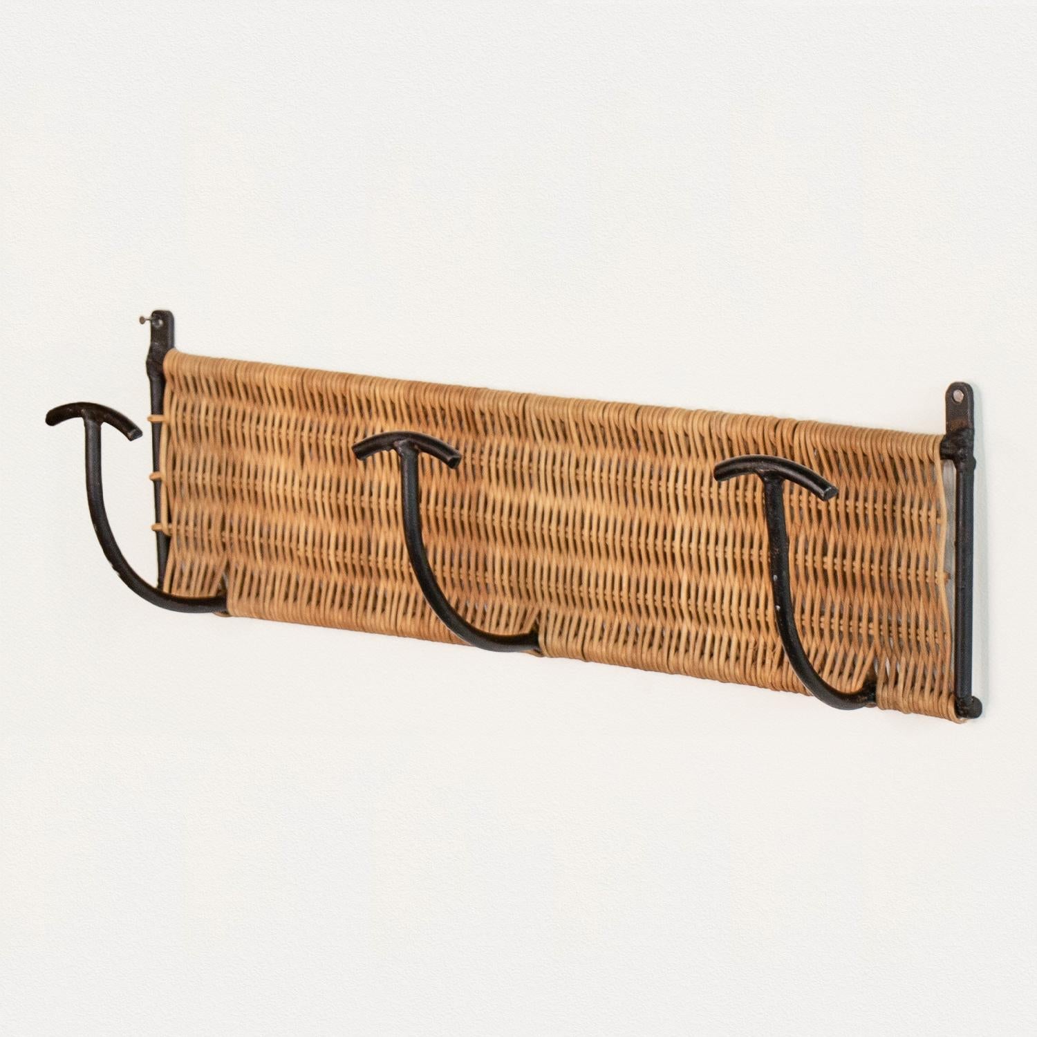 French Wicker and Iron Wall Hook For Sale 1