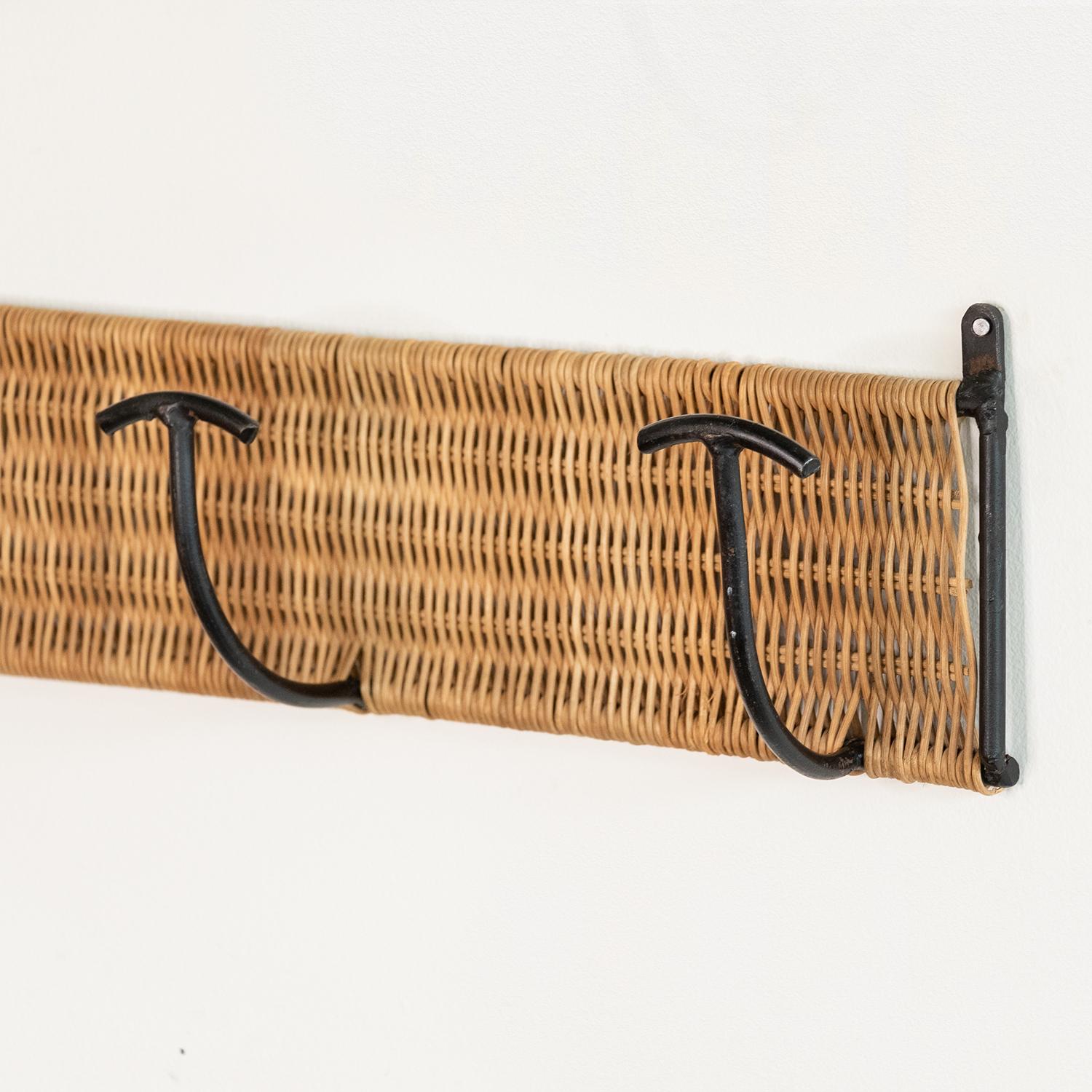French Wicker and Iron Wall Hook For Sale 2