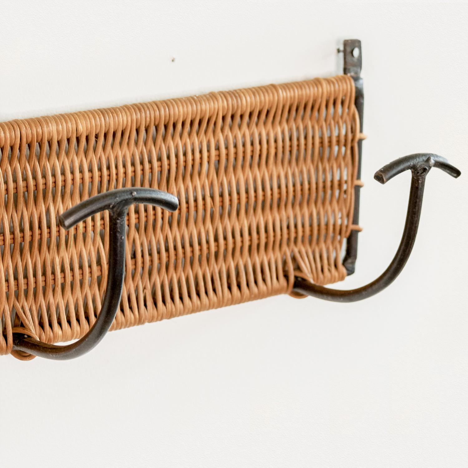 French Wicker and Iron Wall Hook 3