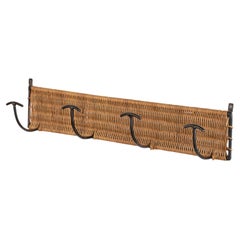 French Wicker and Iron Wall Hook