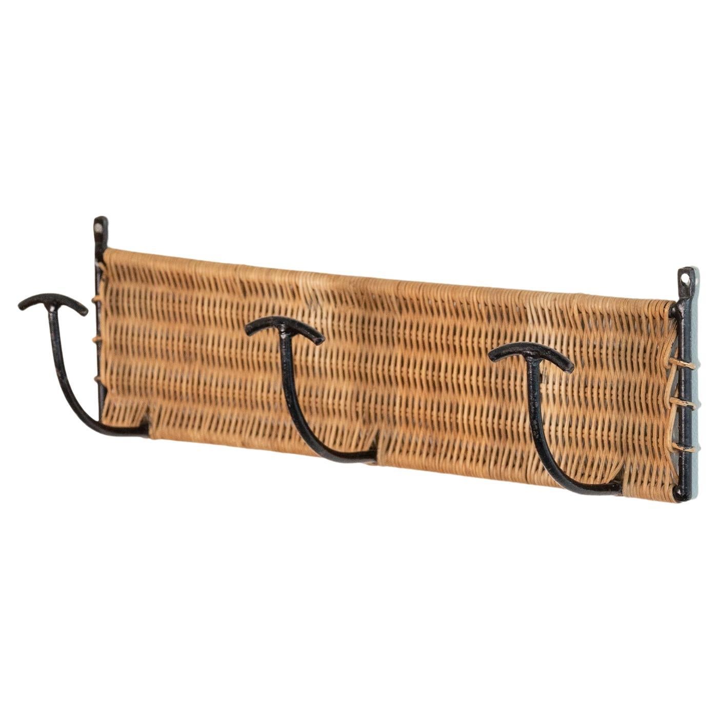 French Wicker and Iron Wall Hook