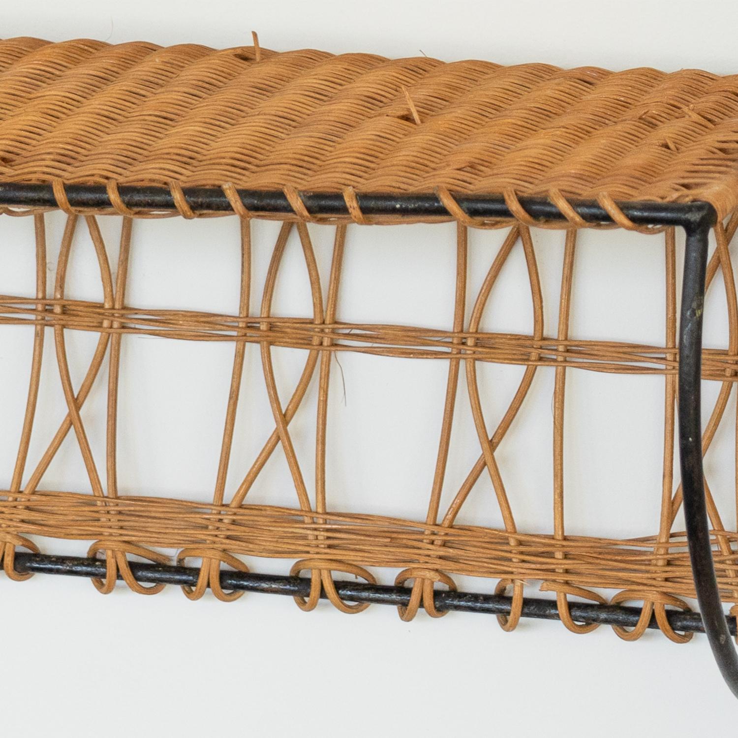 French Wicker and Iron Wall Shelf For Sale 5