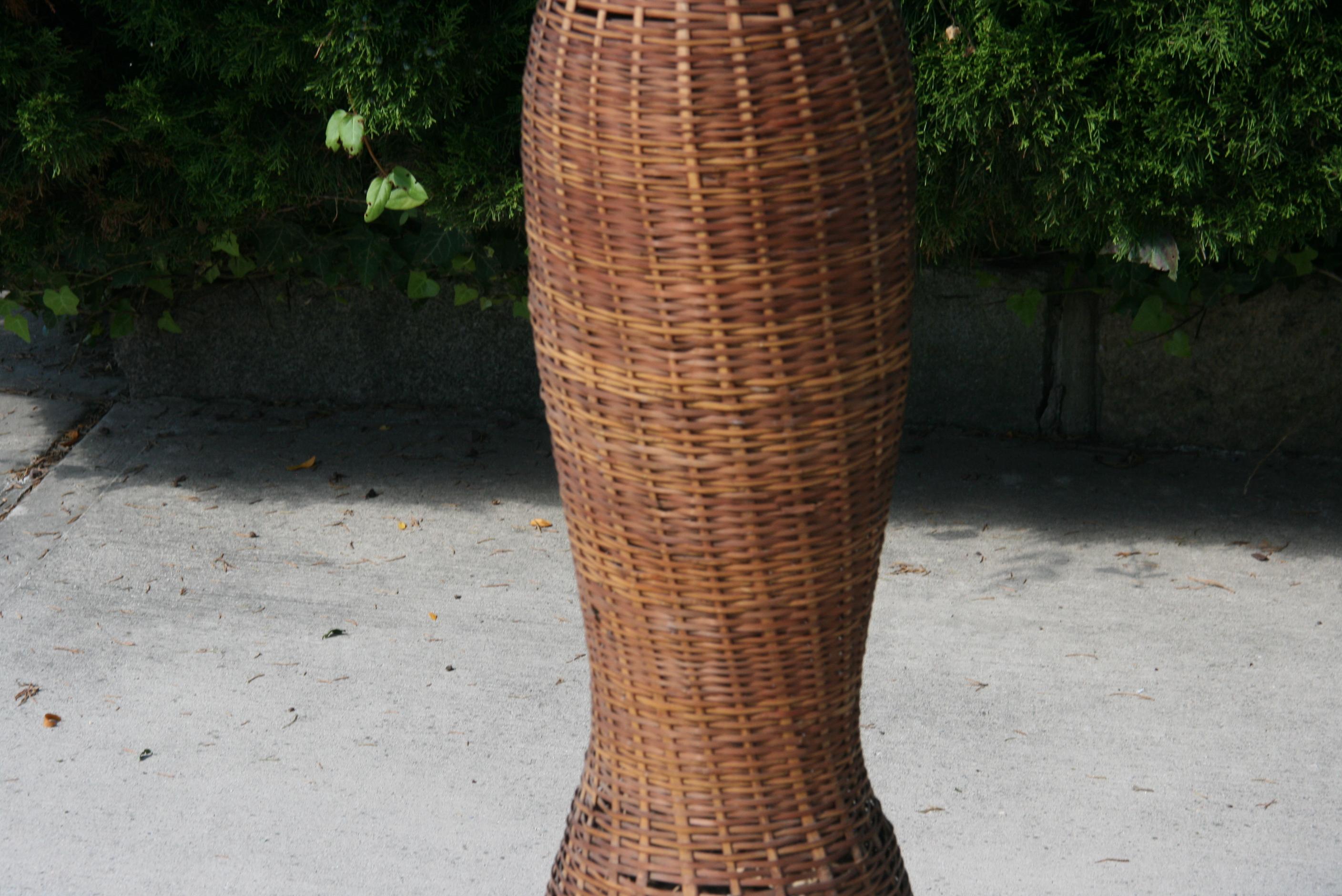 French Wicker and Metal Floor Lamp 1960's 2