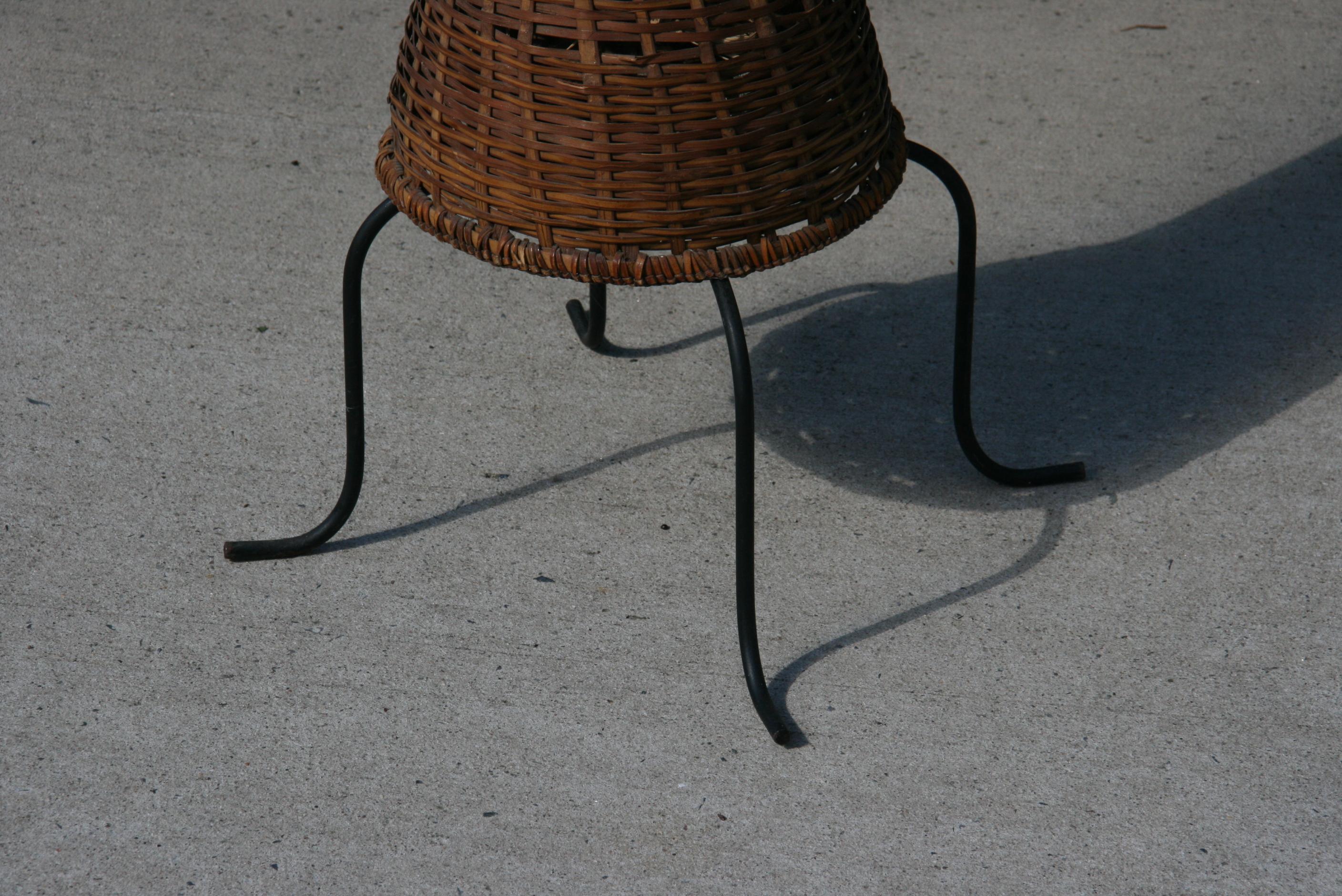 French Wicker and Metal Floor Lamp 1960's 3