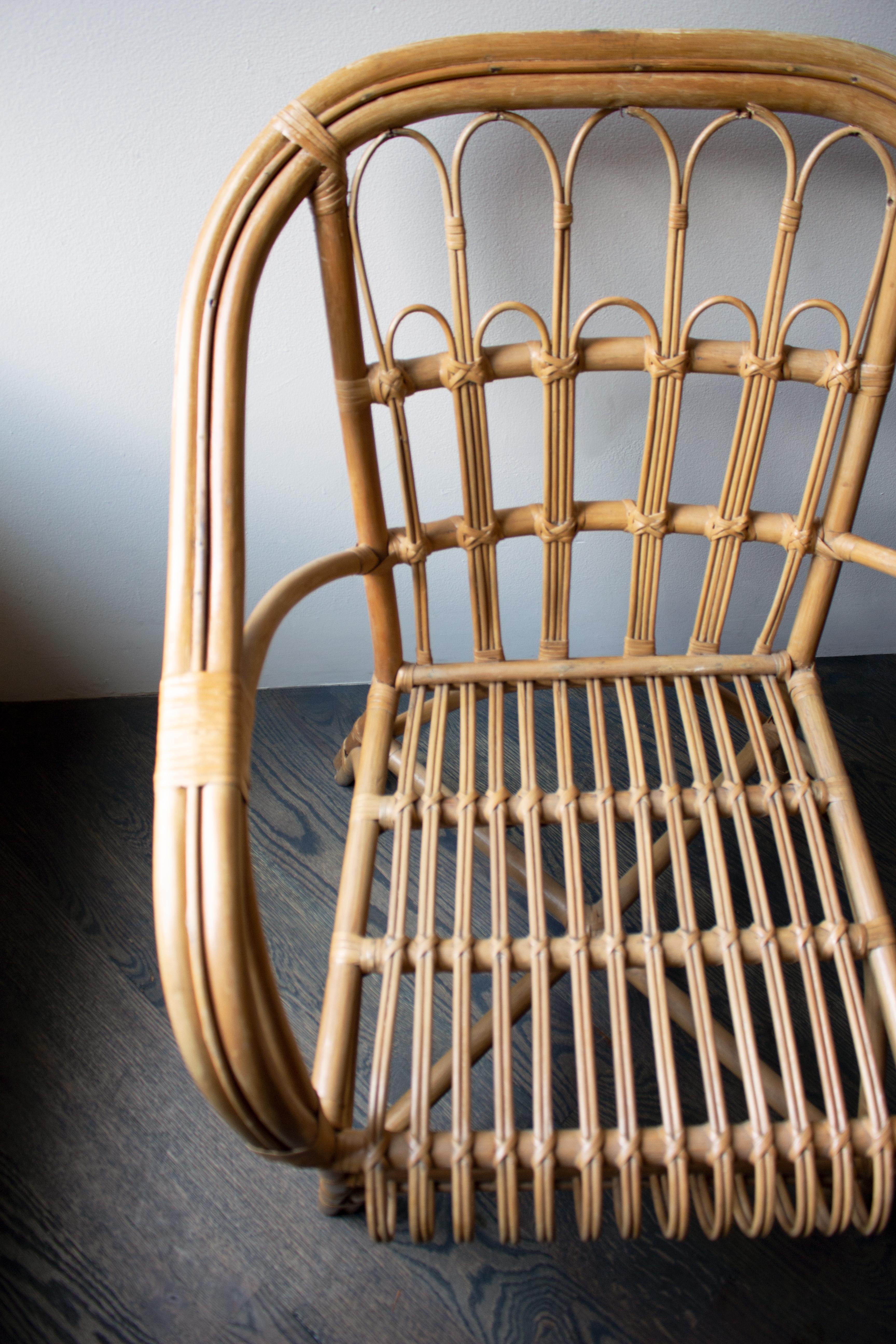 French Wicker and Rattan Side Chair In Good Condition For Sale In Brooklyn, NY