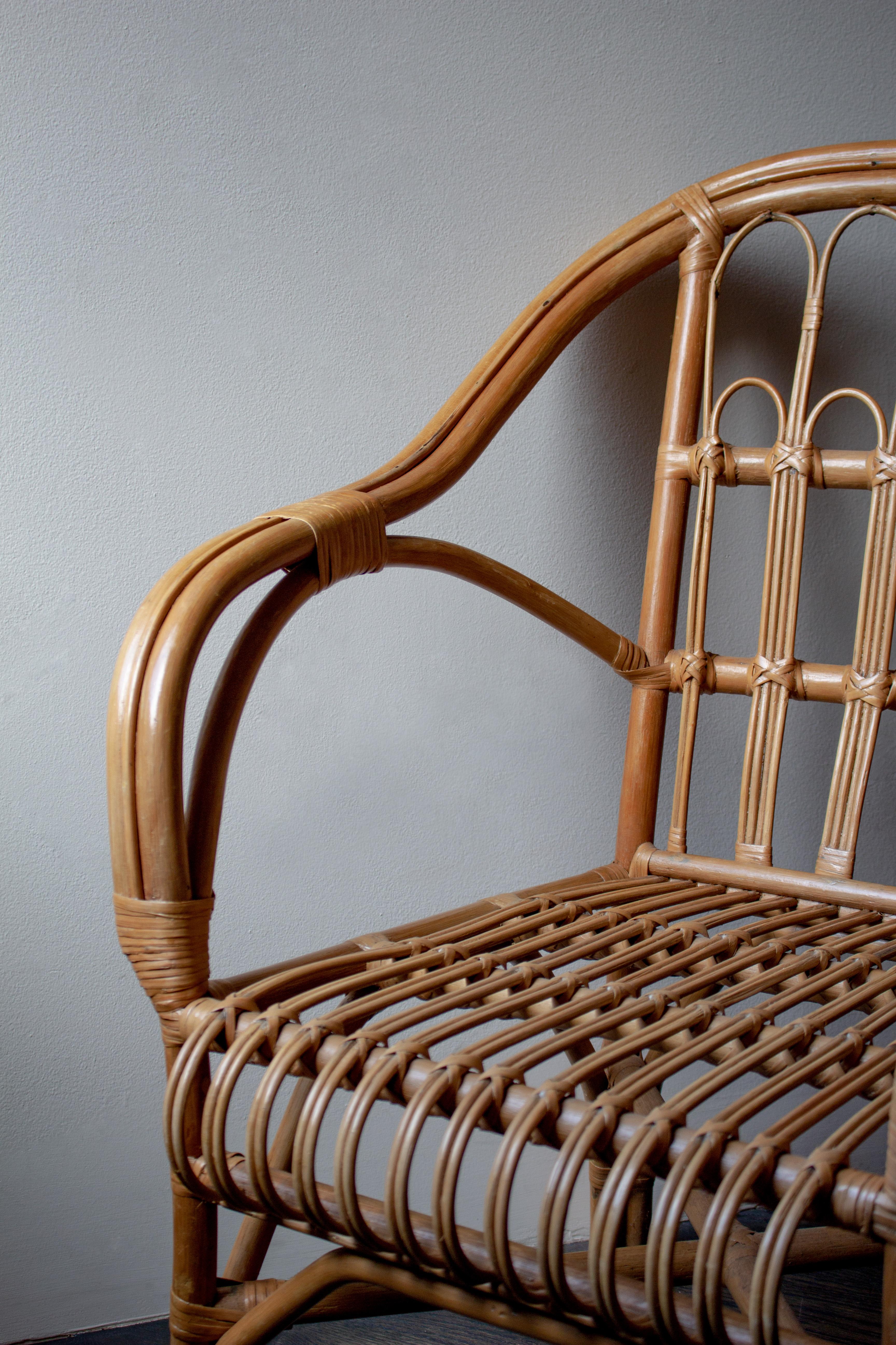 20th Century French Wicker and Rattan Side Chair For Sale