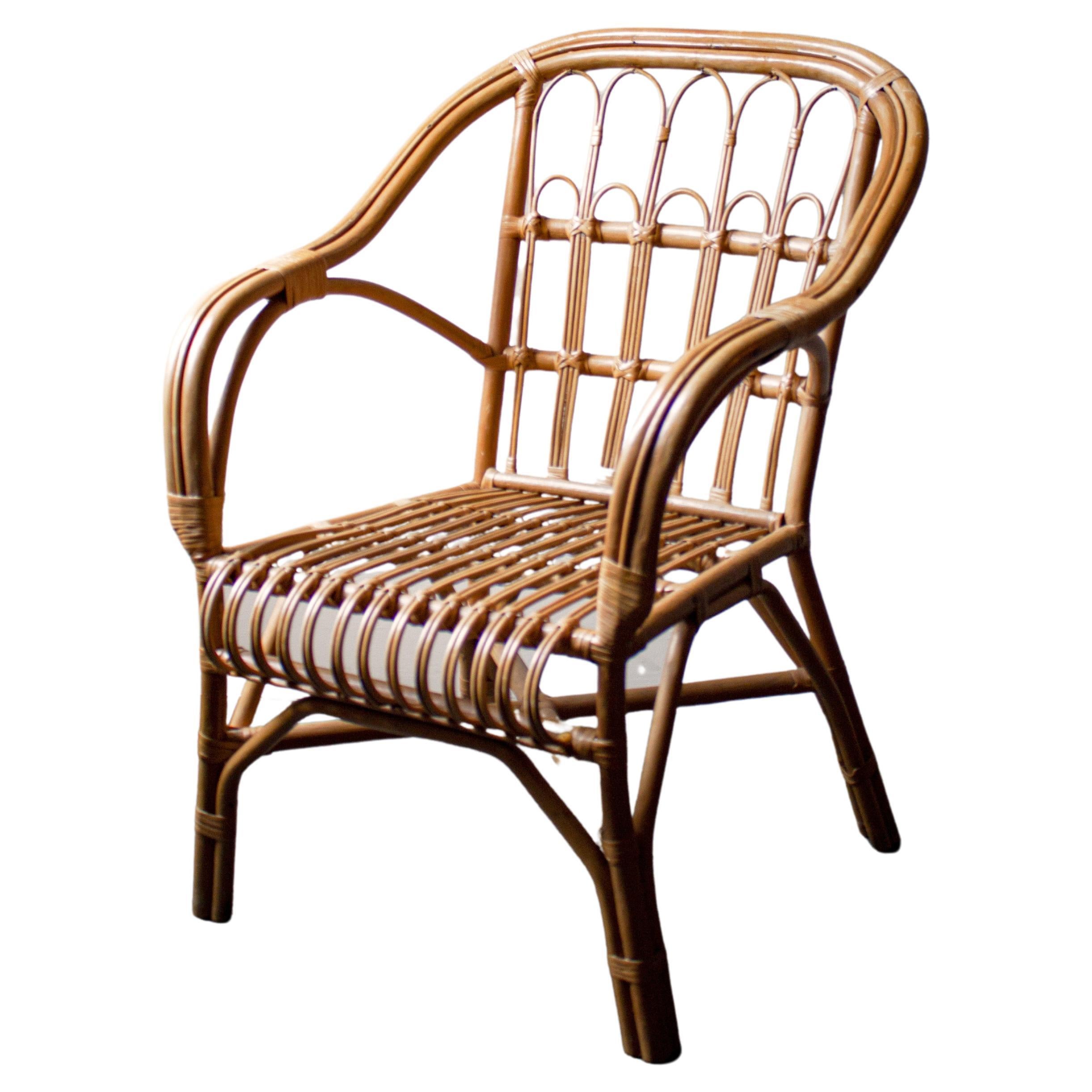 Chaise d'appoint française en osier et rotin