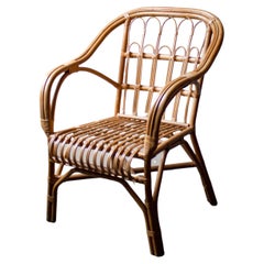 Retro French Wicker and Rattan Side Chair