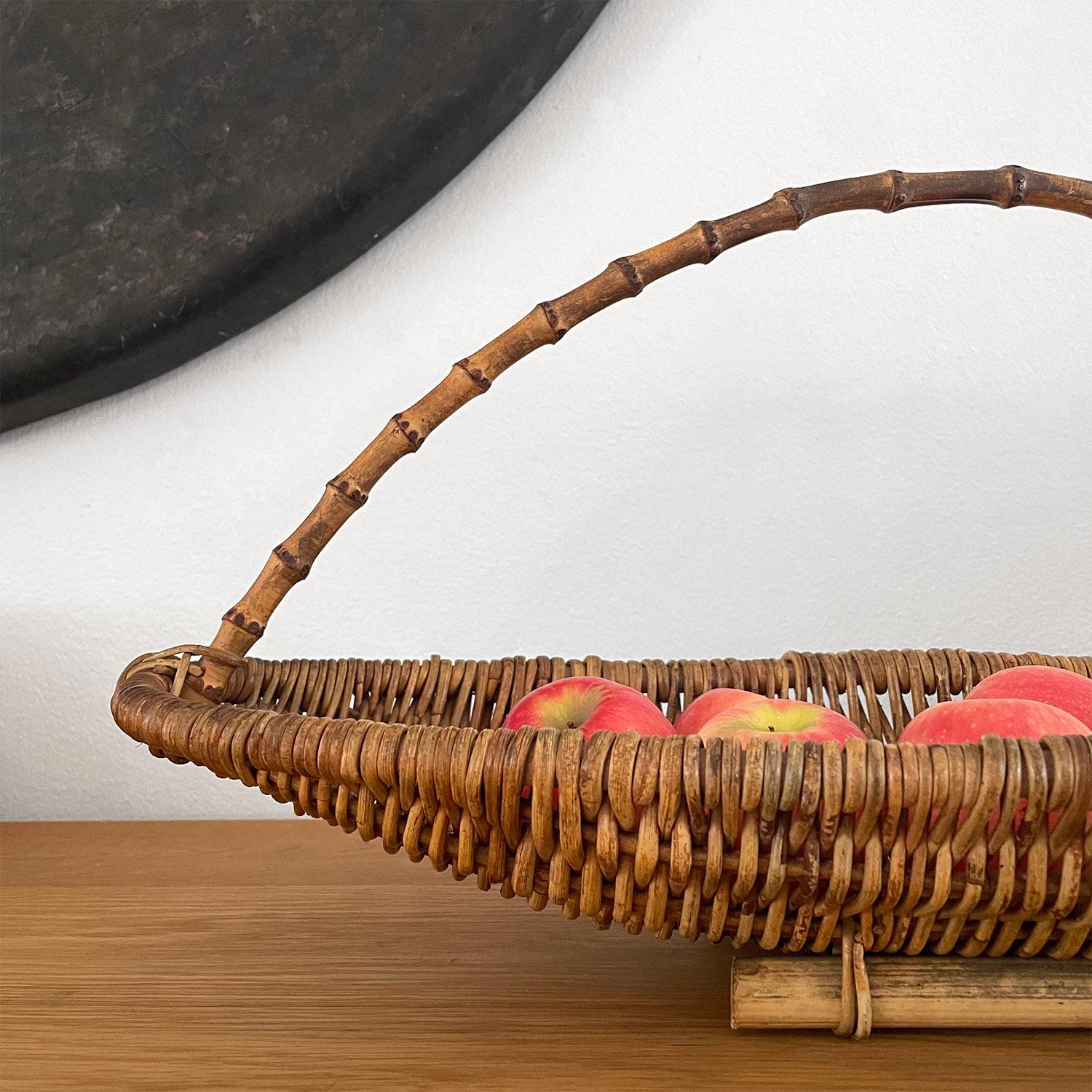 French Wicker & Bamboo Fruit Basket In Good Condition In Los Angeles, CA