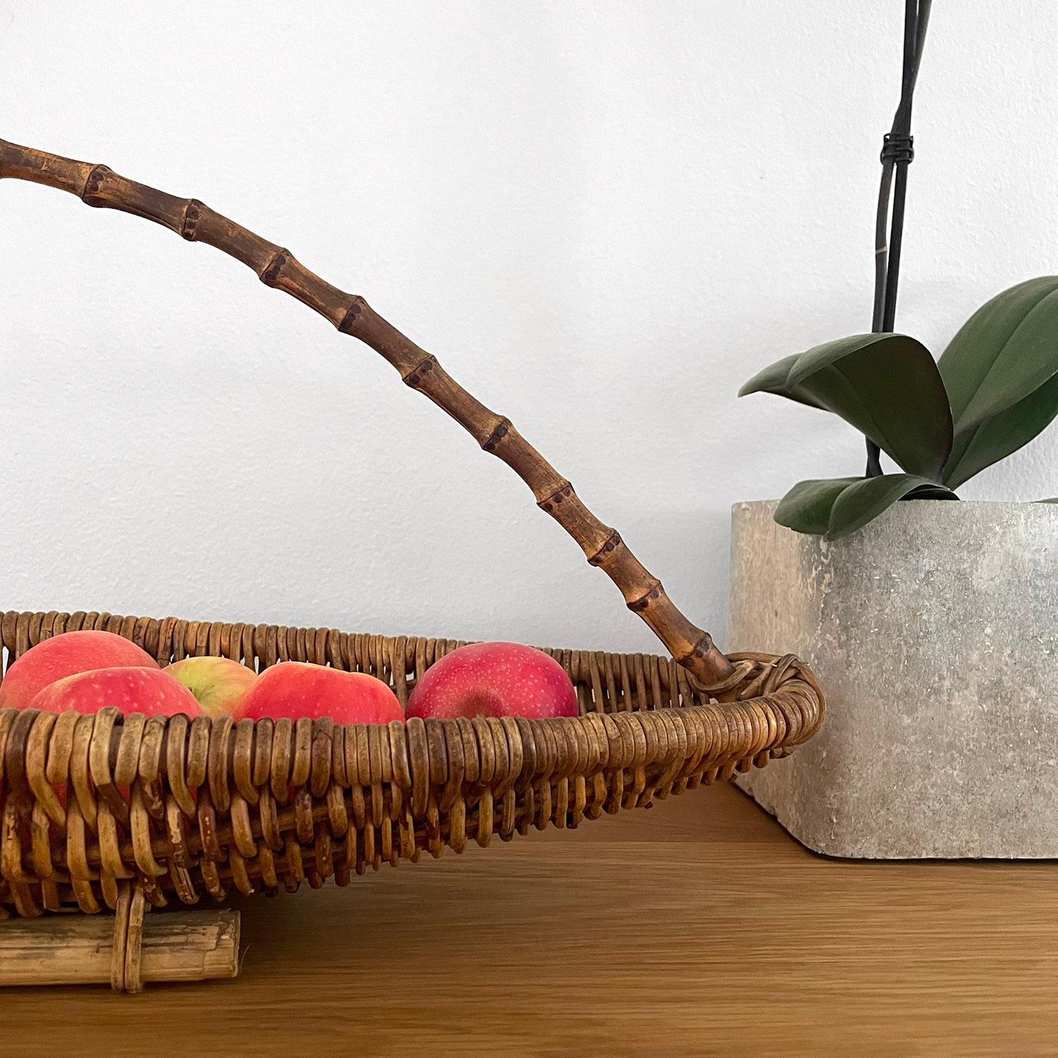 French Wicker & Bamboo Fruit Basket 1