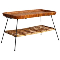 Vintage French Wicker Bamboo Table