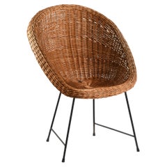 Vintage French Wicker Basket Chair from the 1950s-1960s