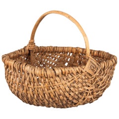 French Wicker Basket from Auvergne Region, 20th Century