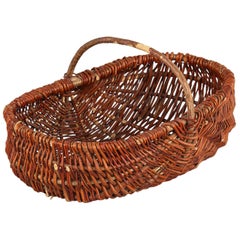 French Wicker Basket from Auvergne Region, 20th Century