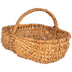 French Wicker Basket from Auvergne Region of France, 20th Century