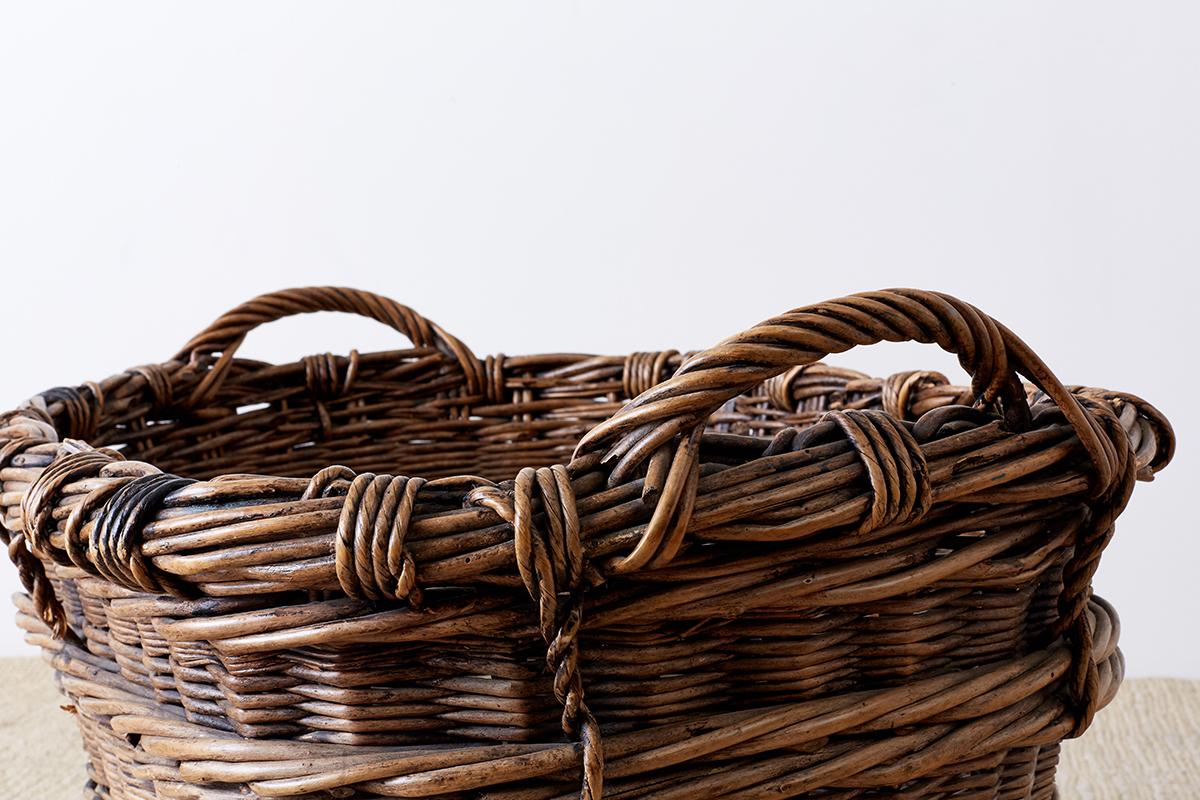 French Wicker Champagne Region Harvest Basket 1