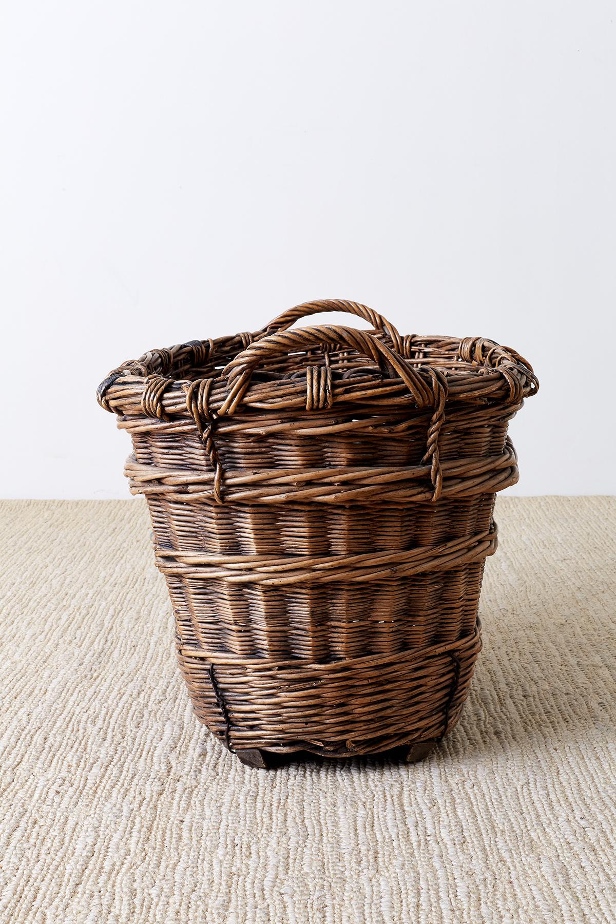 French Wicker Champagne Region Harvest Basket 2