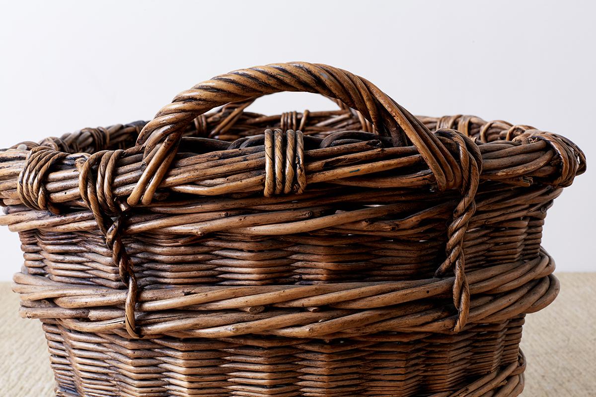 French Wicker Champagne Region Harvest Basket 3