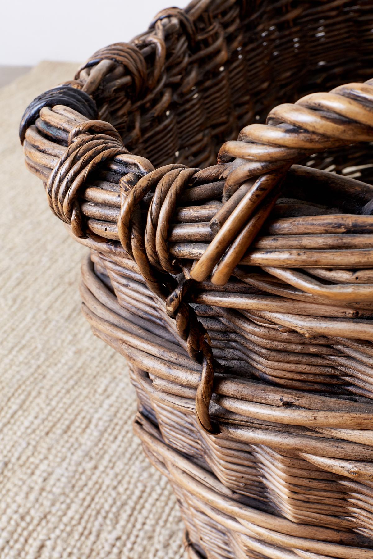 French Wicker Champagne Region Harvest Basket 4