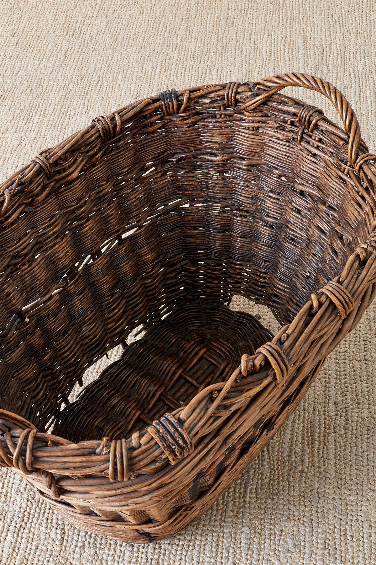 French Wicker Champagne Region Harvest Basket 5
