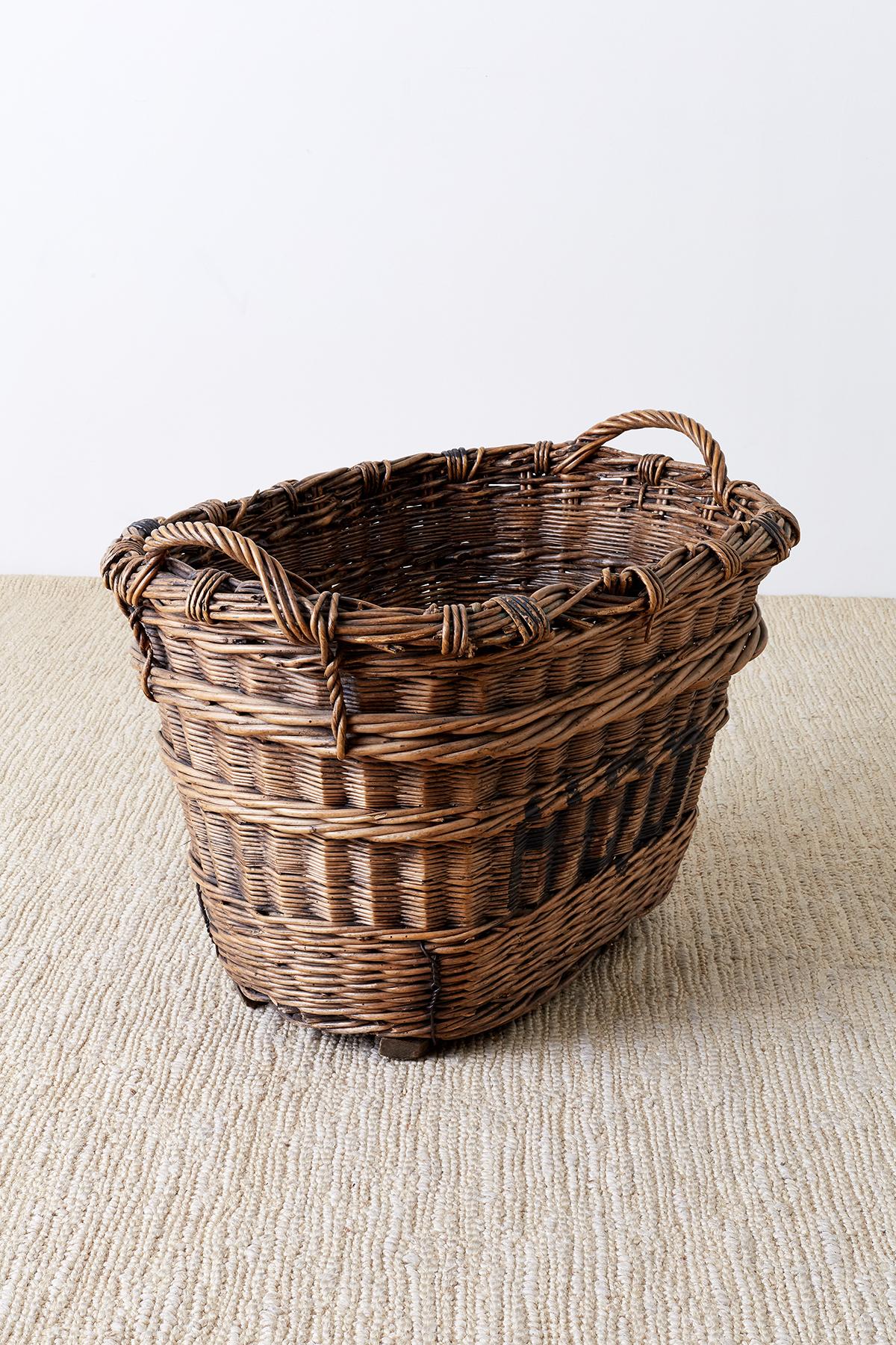 French Wicker Champagne Region Harvest Basket 6