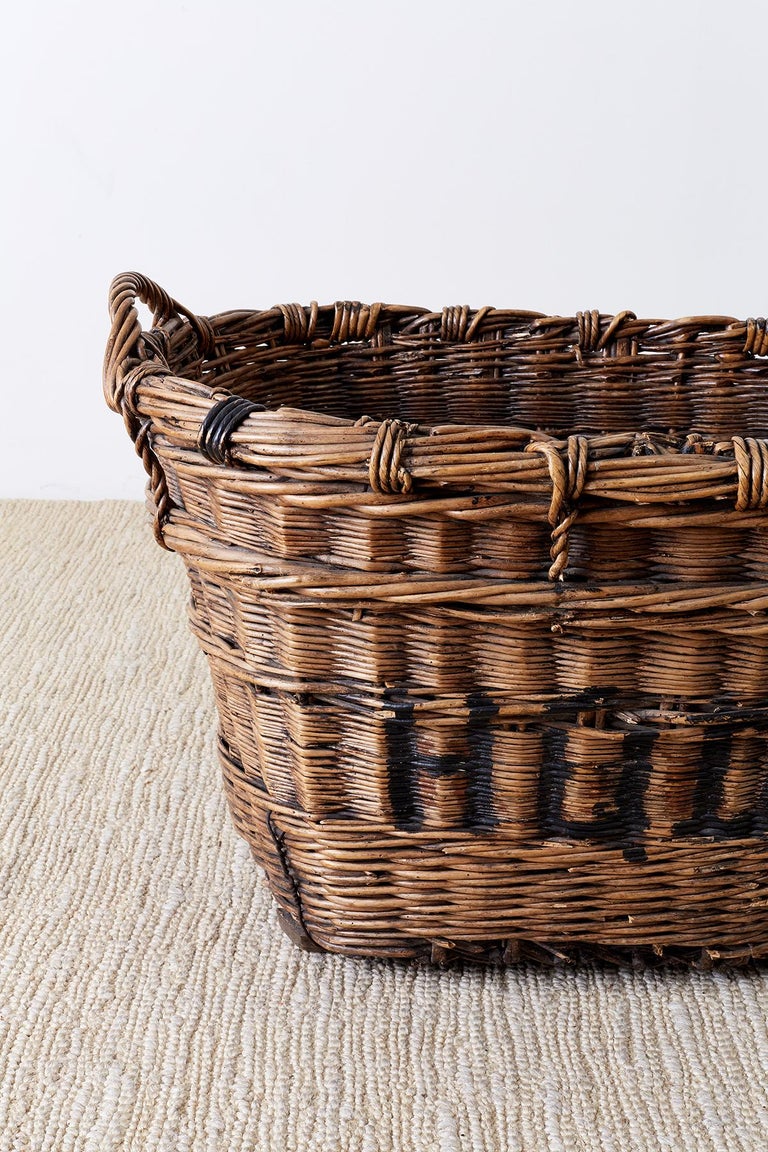 French Wicker Champagne Region Harvest Basket at 1stDibs