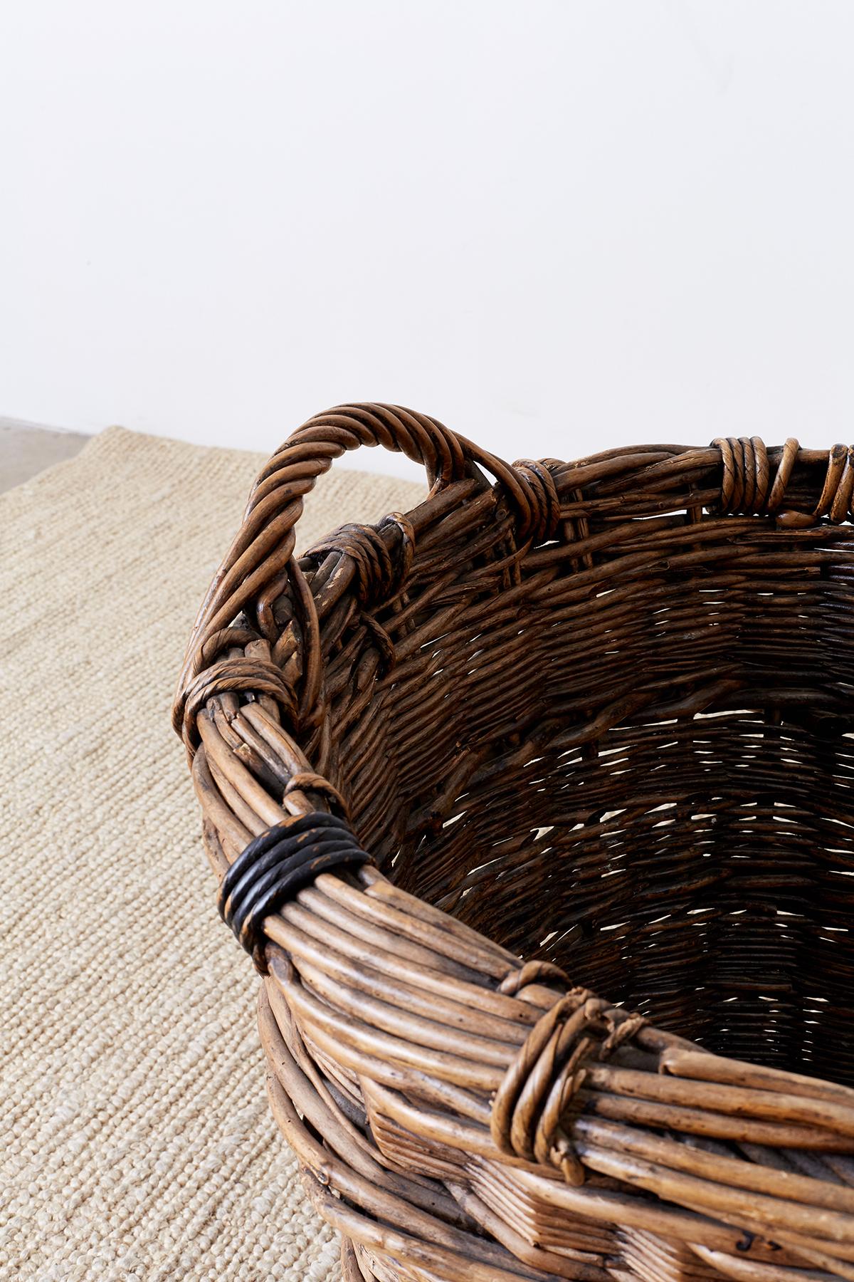 Rustic French Wicker Champagne Region Harvest Basket