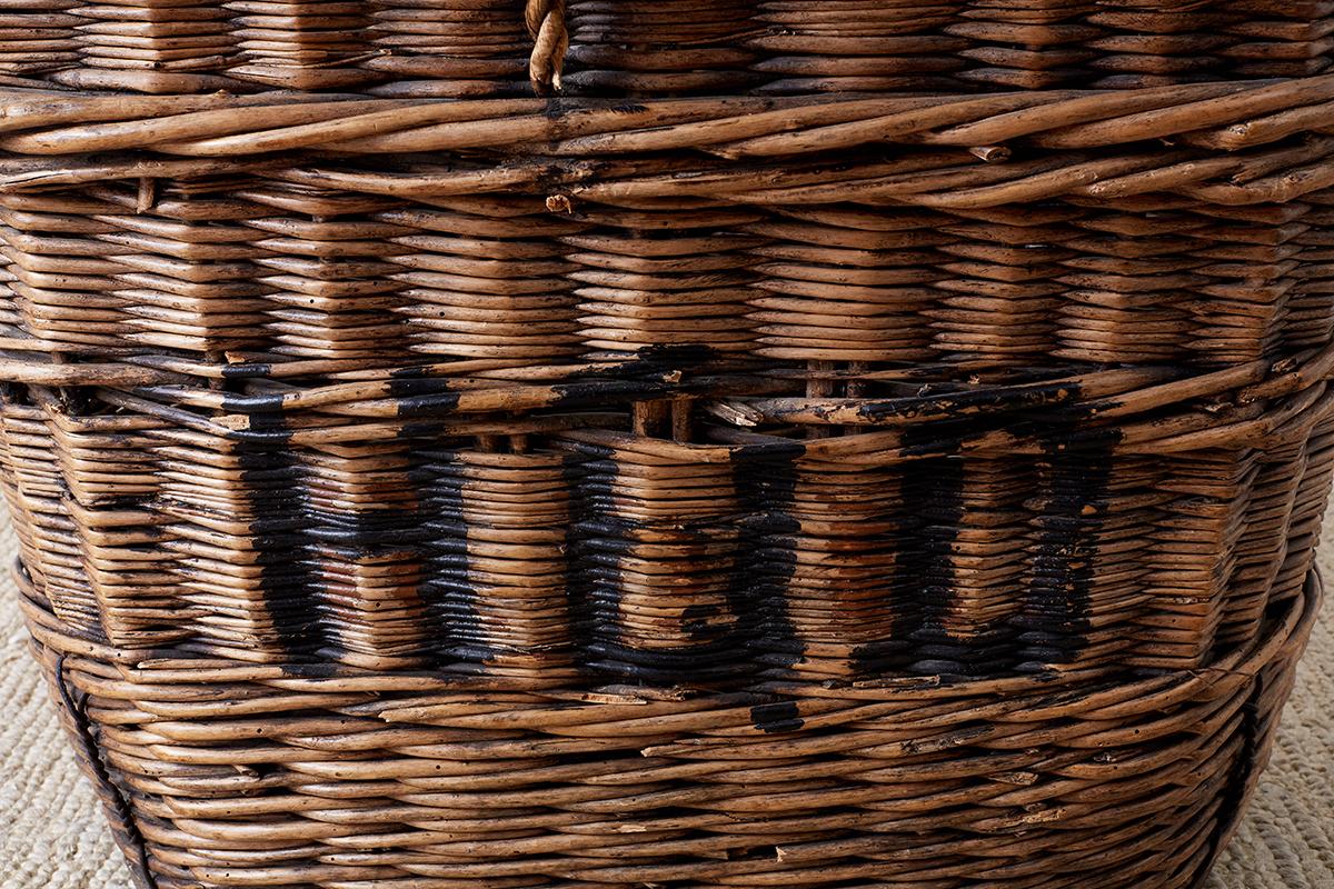 Hand-Crafted French Wicker Champagne Region Harvest Basket