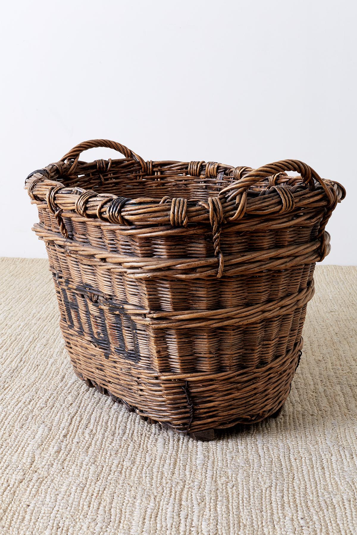 Wire French Wicker Champagne Region Harvest Basket