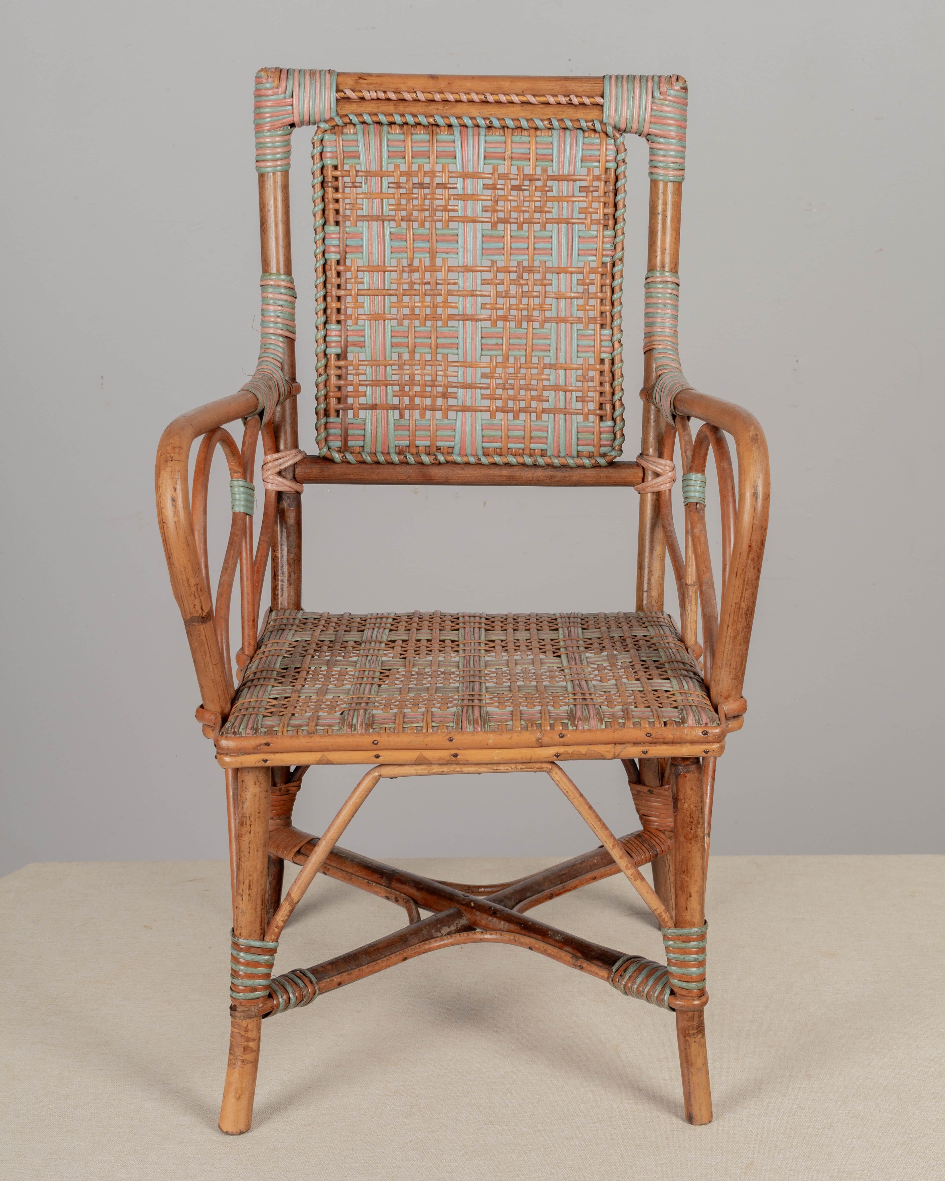 Hand-Crafted French Wicker Child's Chair For Sale